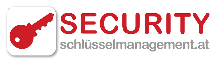 Logo mit rotem Schlüssel und Schriftzug Security